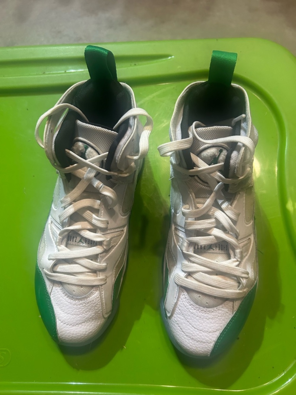 Nike Kids White and Green High-Top Sneakers